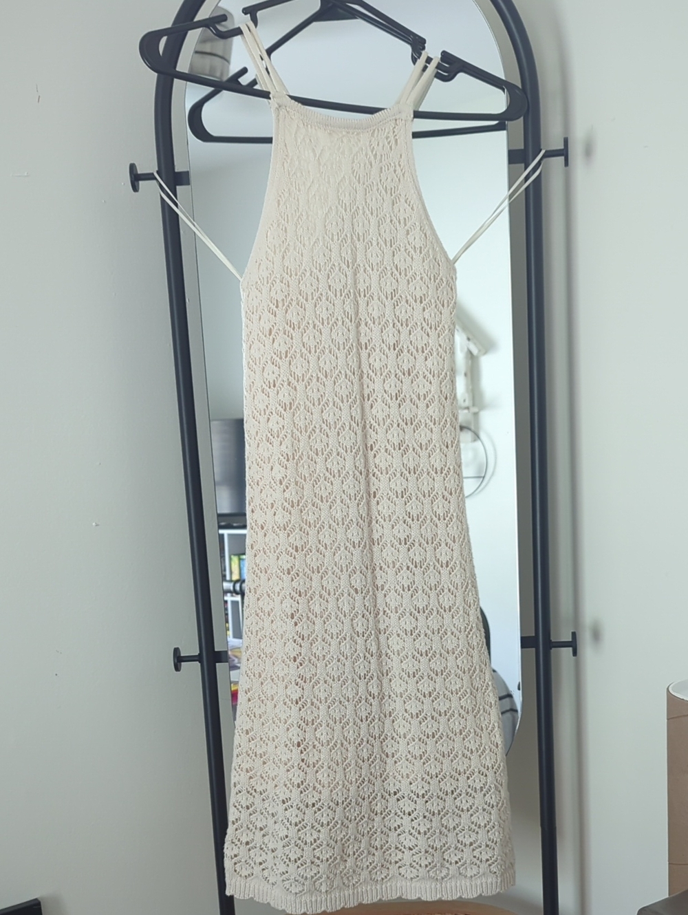 Freshman Cream Crochet Strapless Midi Dress